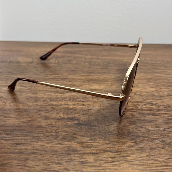 QUAY High Key Two Tone 56mm Aviator Sunglasses Gold/Brown Maroon - Picture 7 of 11